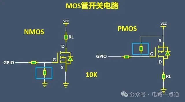MOS管開關(guān)電路中，上、下拉電阻區(qū)別？